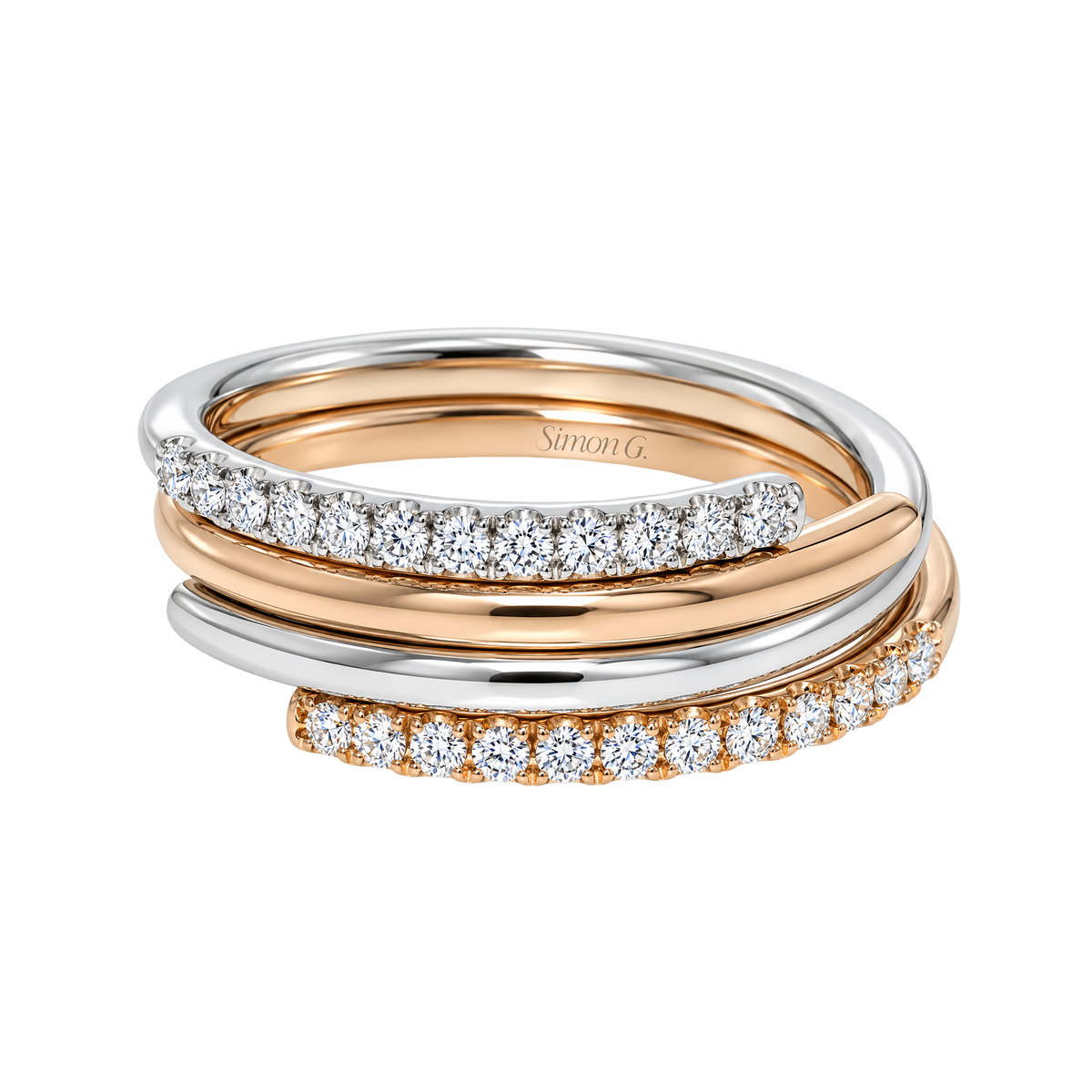 18K Two-Tone Interlocking Diamond Ring