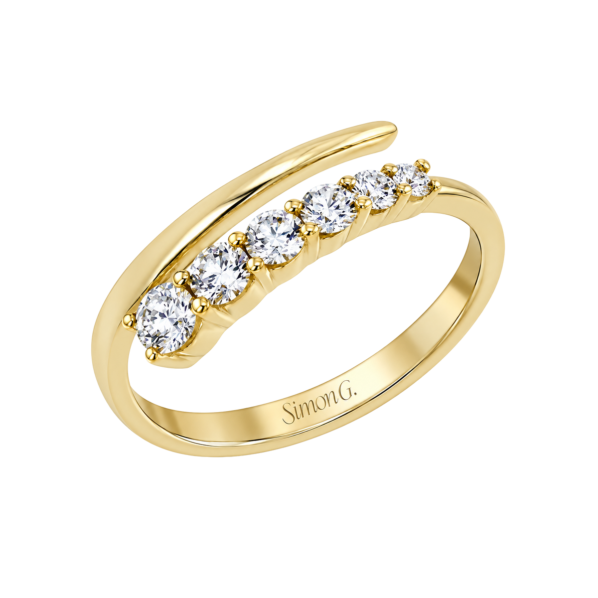 18K Yellow Gold Tapered Bypass Diamond Ring