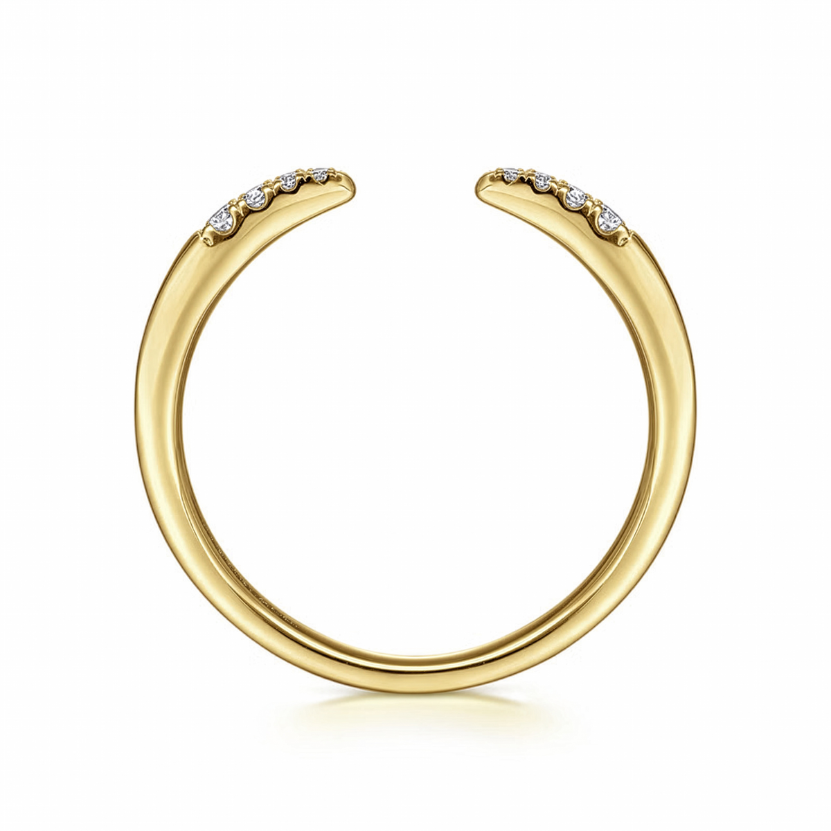 14K Yellow Gold Open Diamond Tipped Stackable Ring