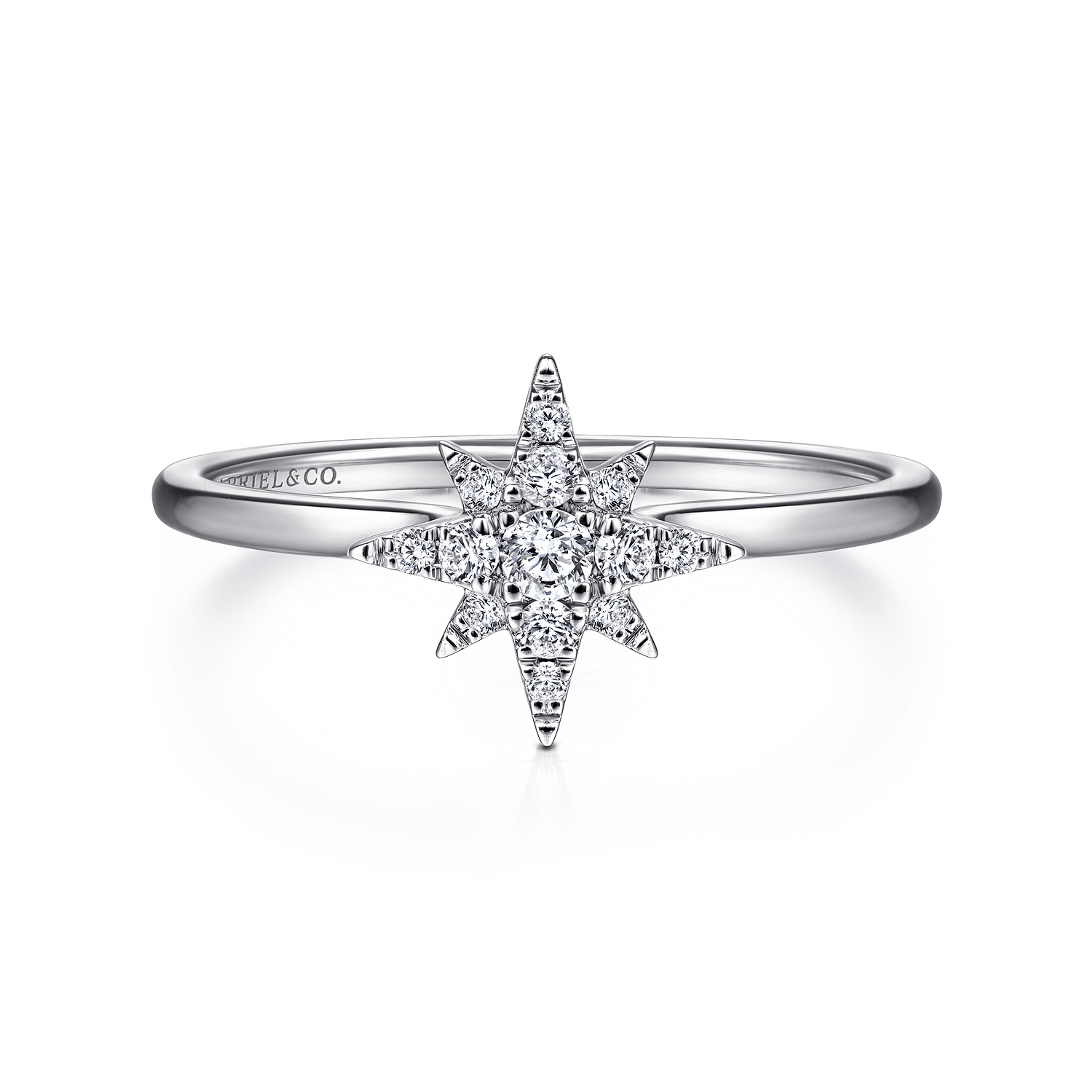 14K White Gold Diamond Starburst Ring