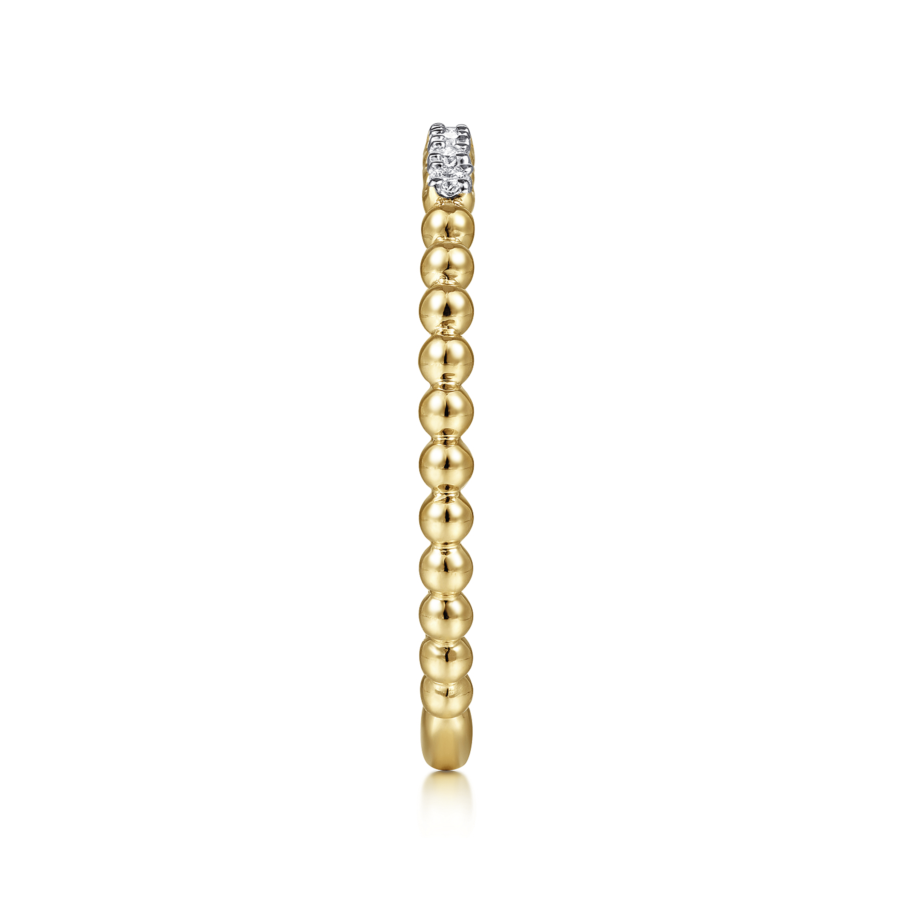 14K Yellow Gold Beaded Diamond Stackable Ring- Bujukan