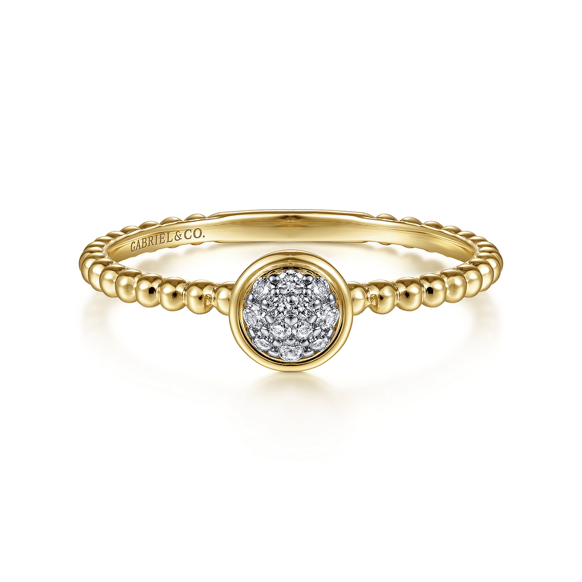 14K Yellow Gold Bujukan Beaded Diamond Cluster Ring