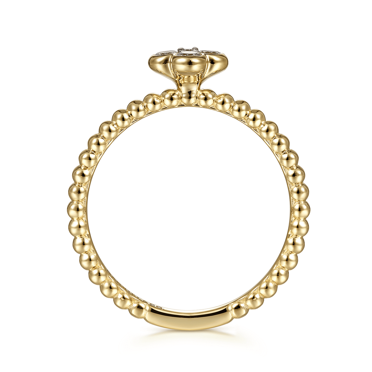 14K Yellow Gold Bujukan Beaded Clover Cluster Diamond Ring