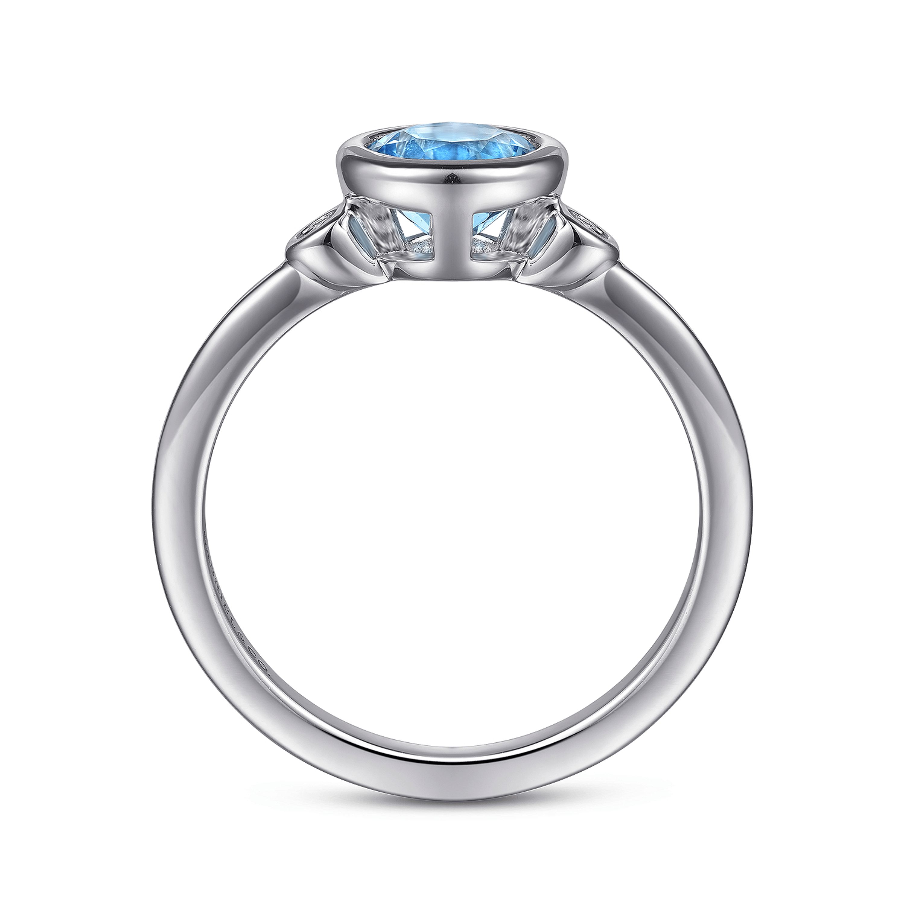 925 Sterling Silver Blue Topaz and Diamond Ring