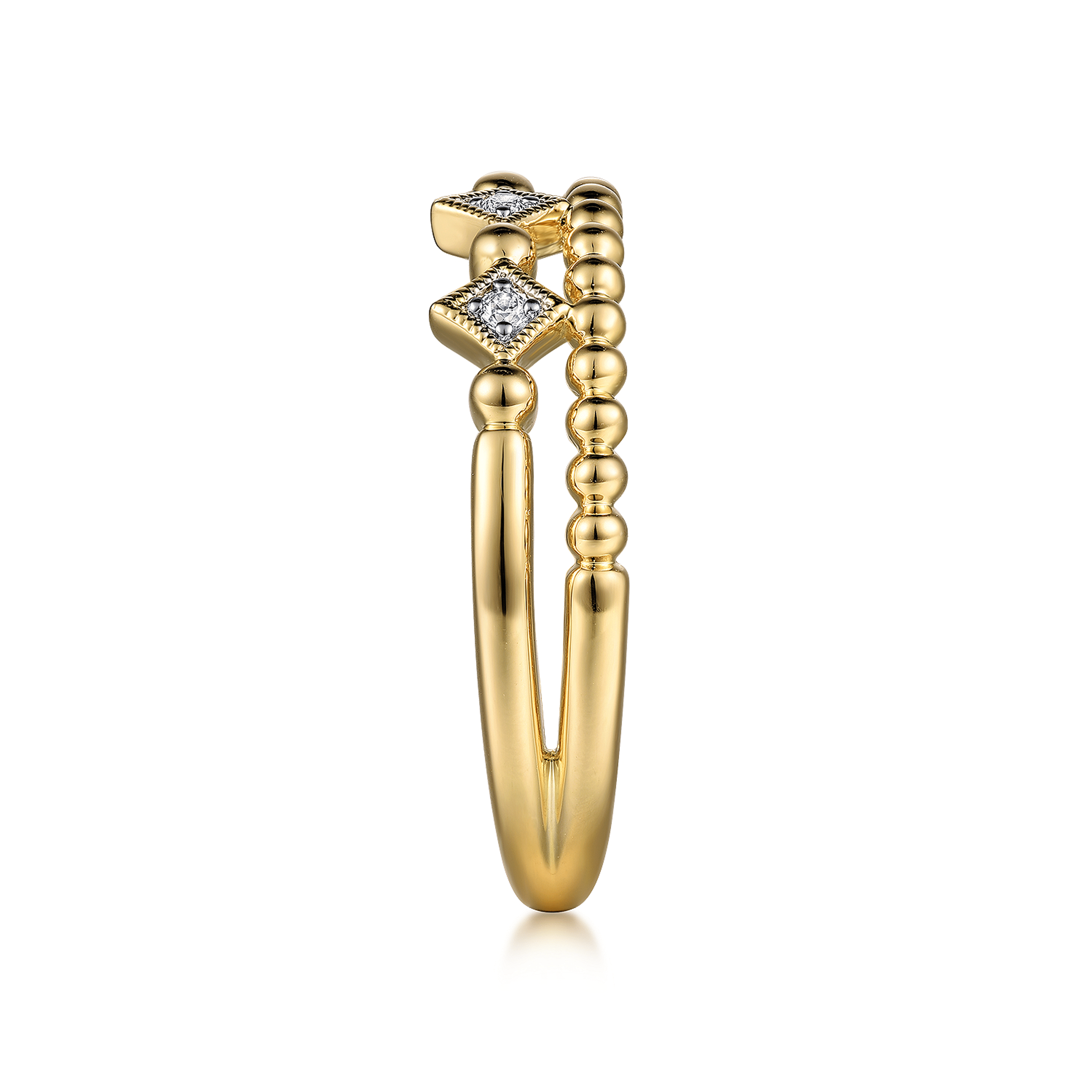 14K Yellow Gold Diamond Easy Stackable Ring-Bujukan