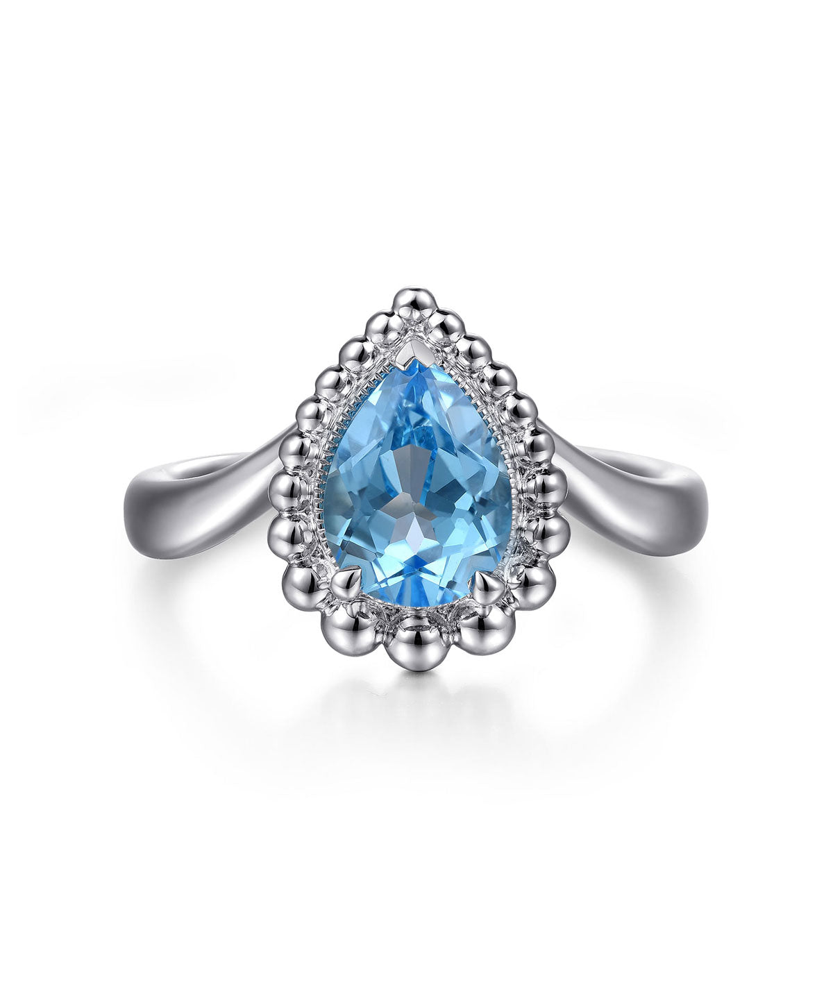 925 Sterling Silver Bujukan Swiss Blue Topaz Chevron Ring