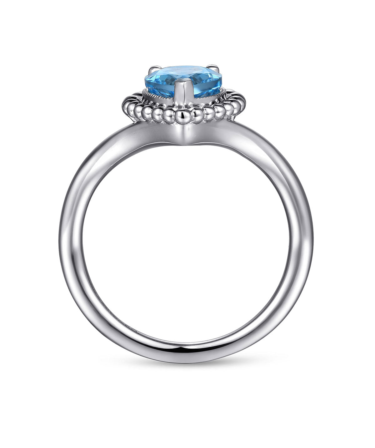 925 Sterling Silver Bujukan Swiss Blue Topaz Chevron Ring