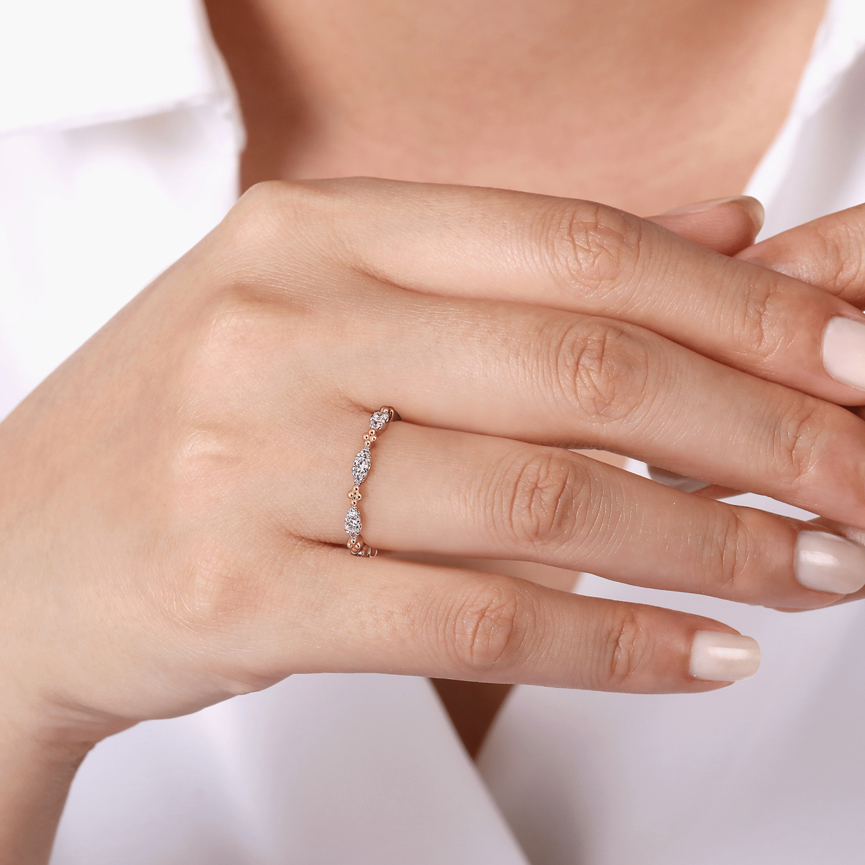 14K Yellow Gold Diamond Stackable Ring