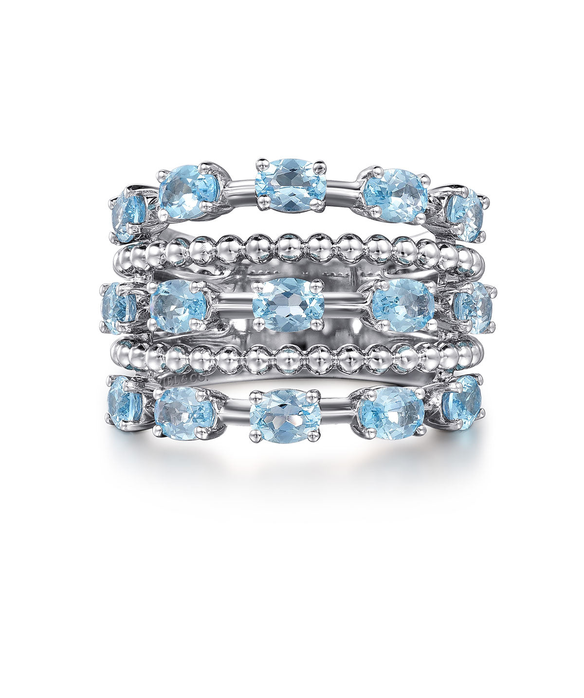 925 Sterling Silver Bujukan Swiss Blue Topaz Easy Stackable Ring