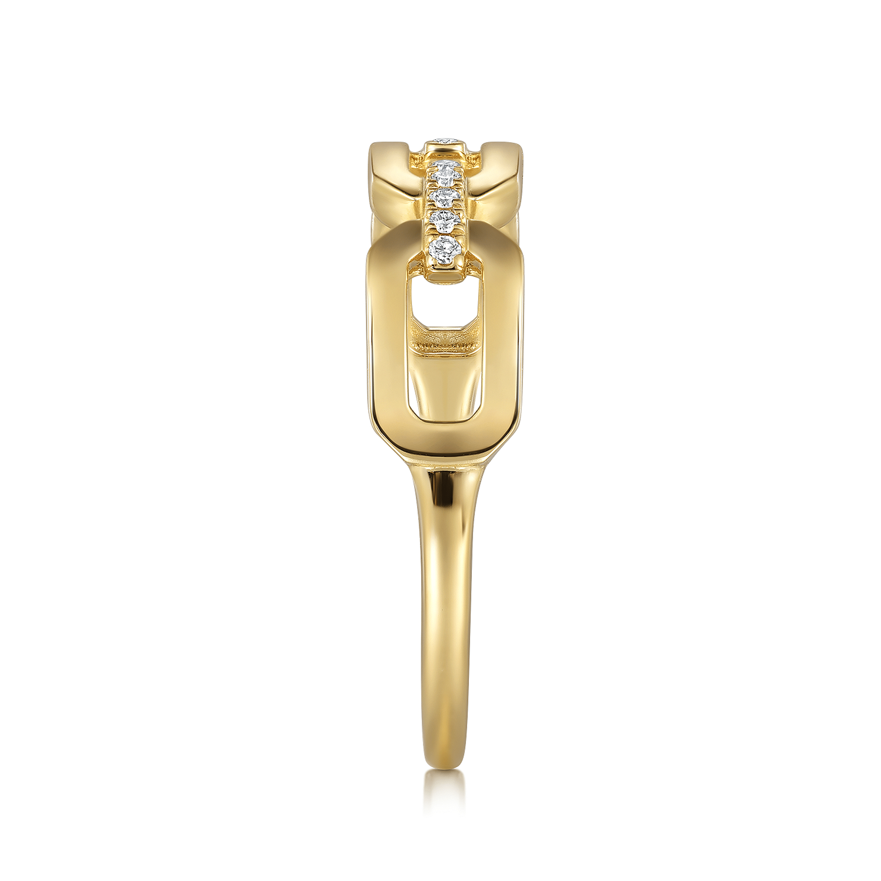 14K Yellow Gold Diamond Link Chain Ring