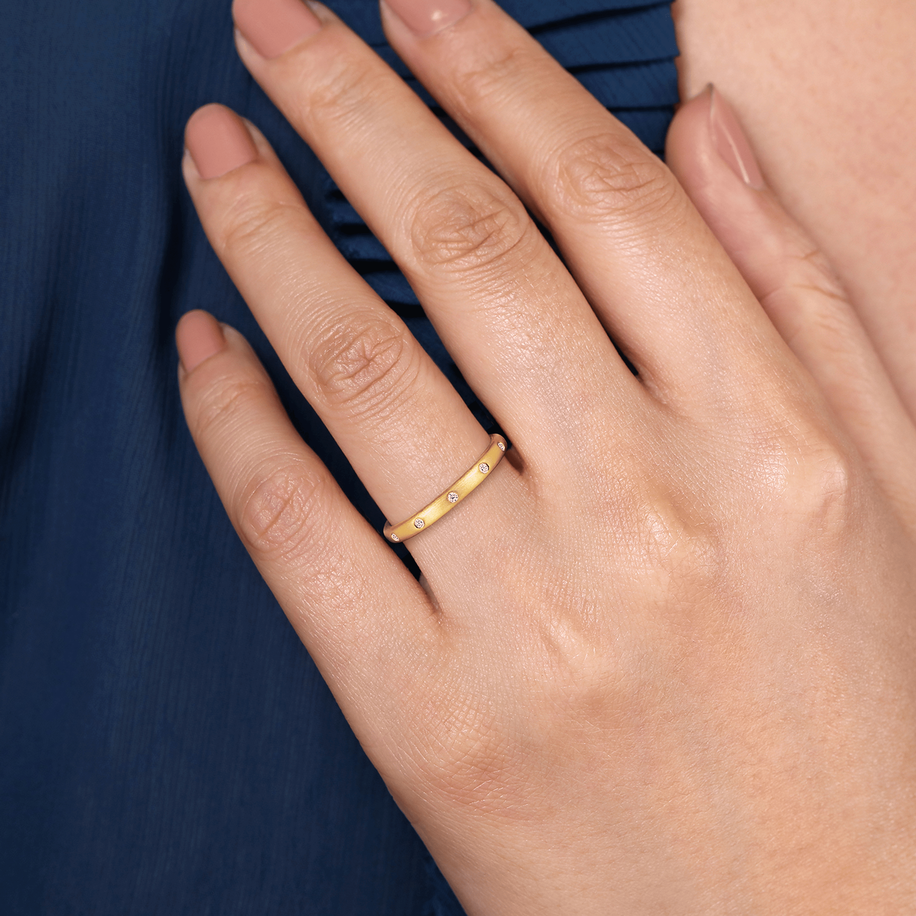 14K Yellow Gold Diamond Stackable Ring