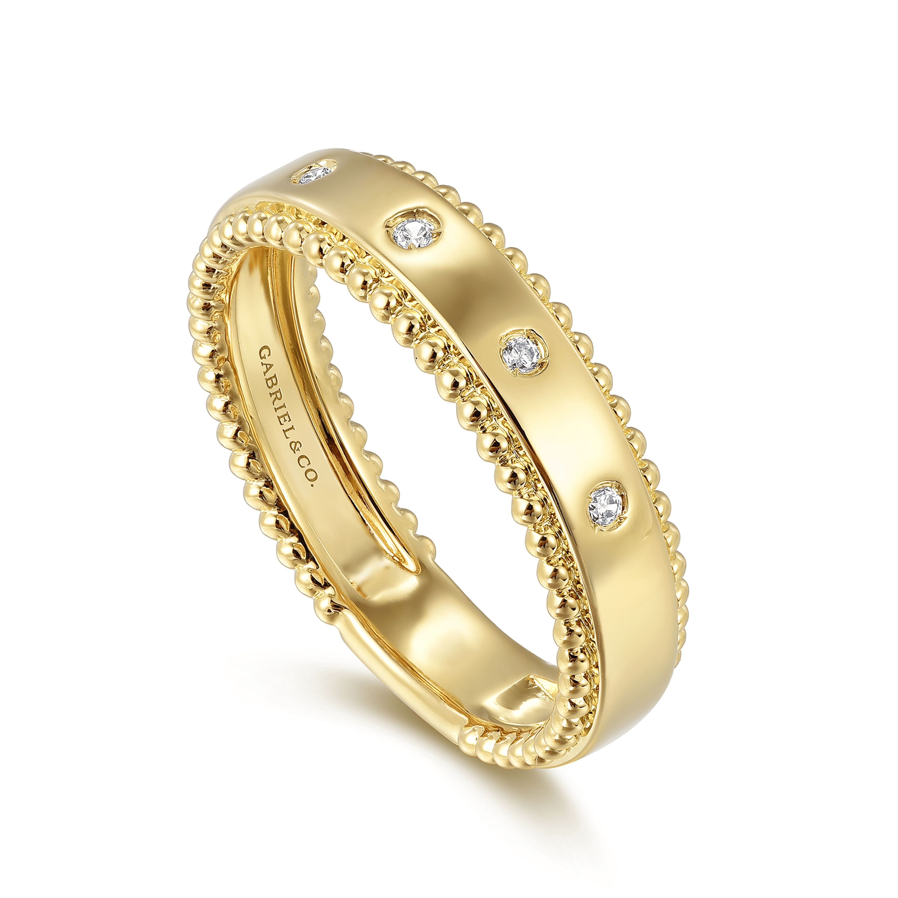14K Yellow Gold Diamond Stackable Ring
