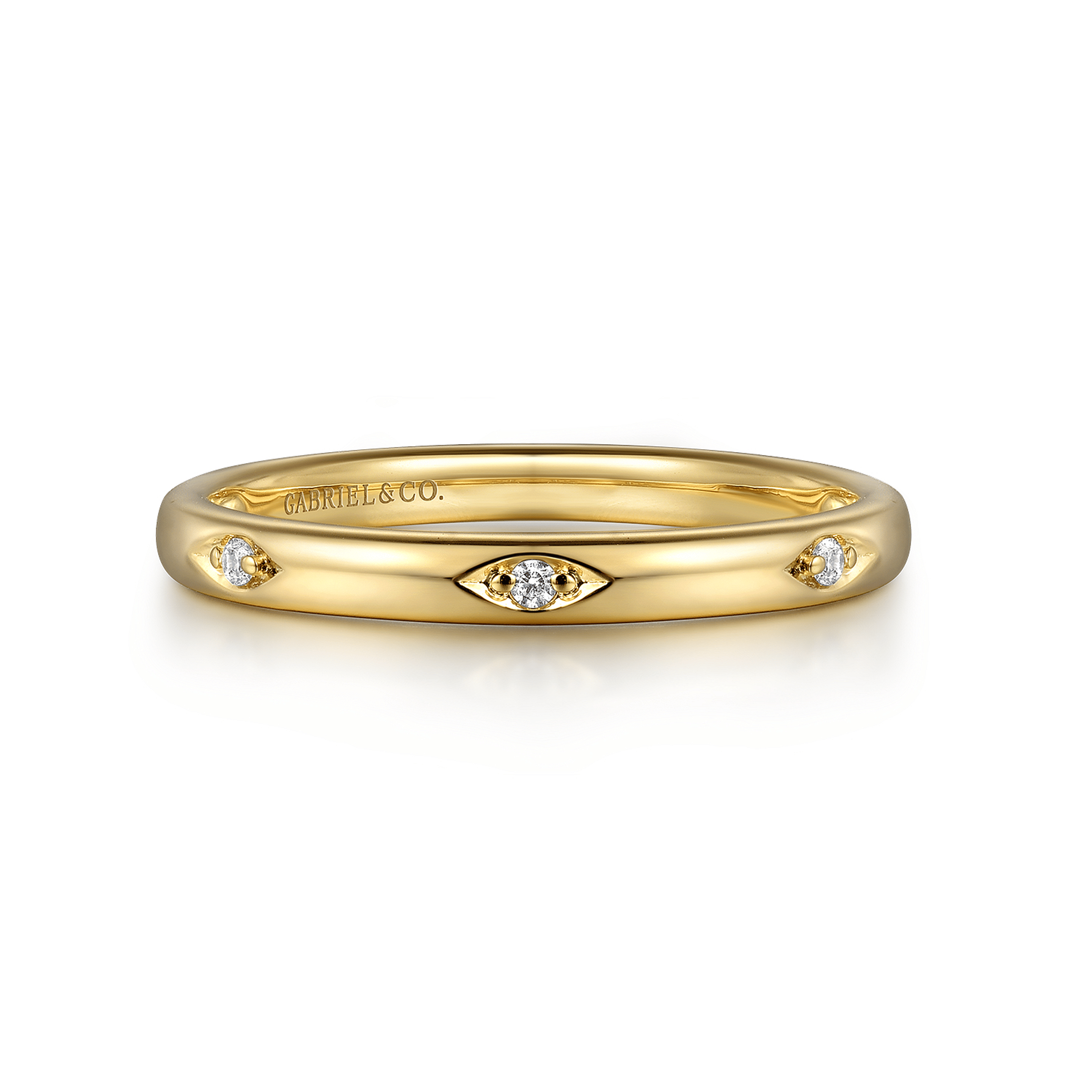 14K Yellow Gold Diamond Stackable Ring