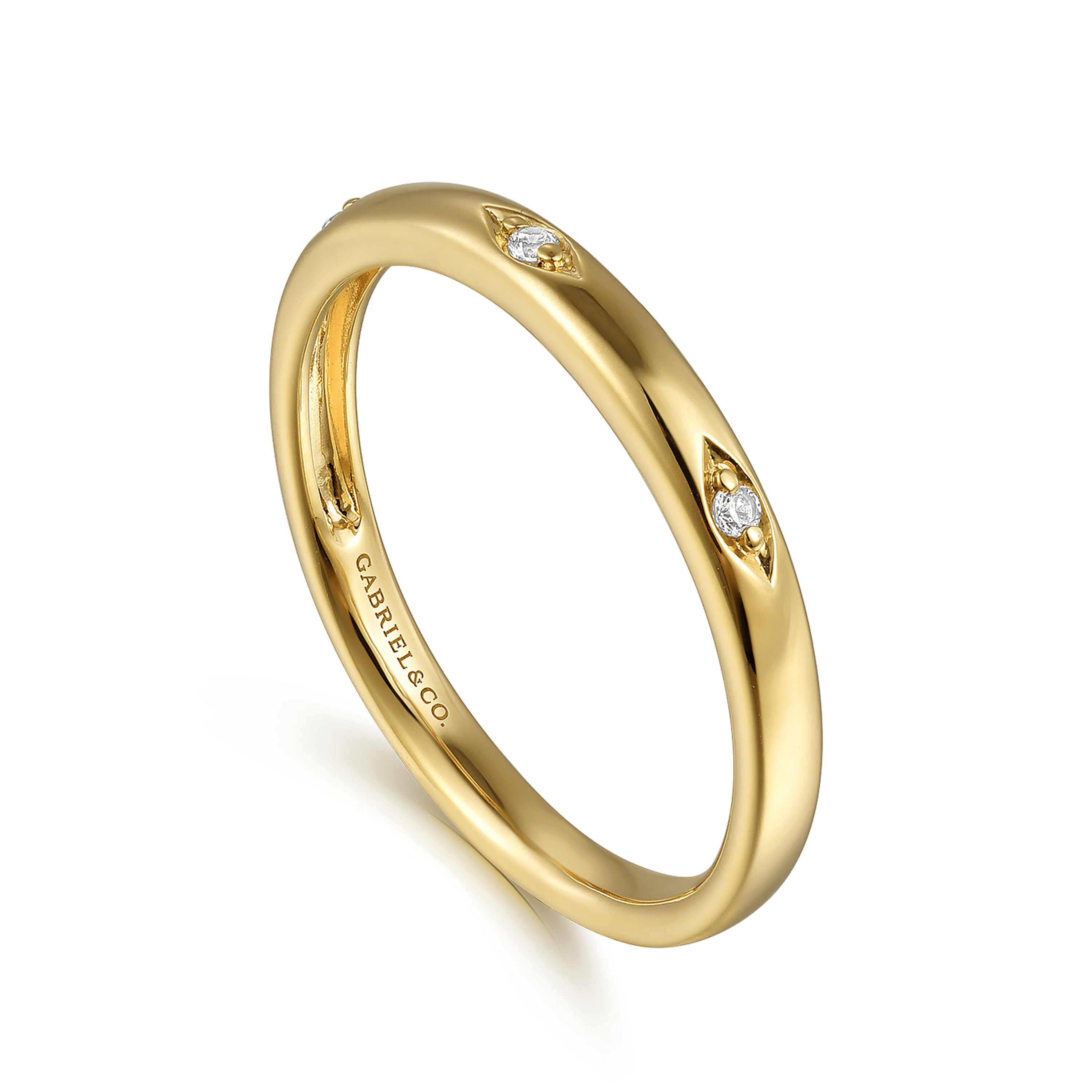 14K Yellow Gold Diamond Stackable Ring