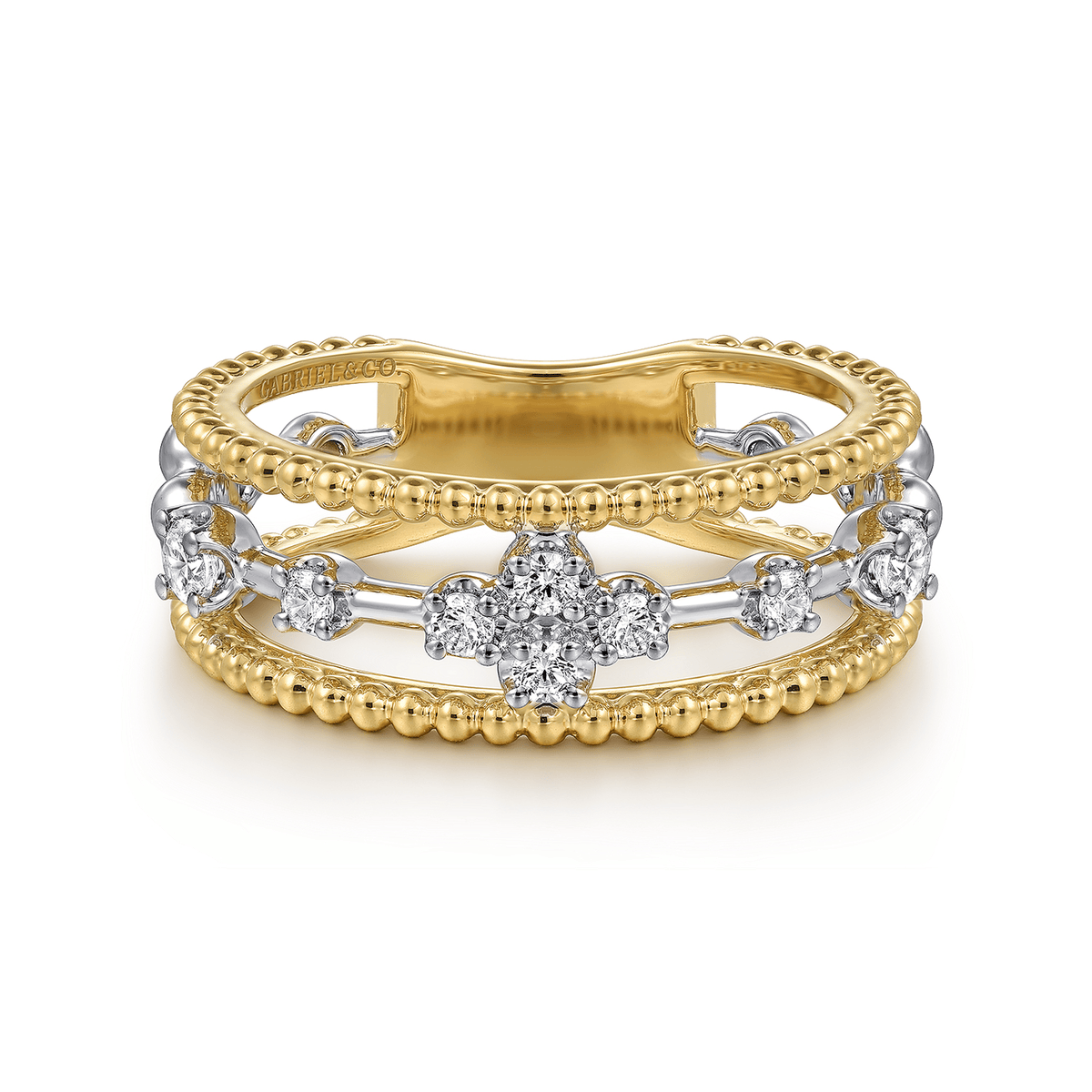 14K White & Yellow Gold Diamond Easy Stackable Ring