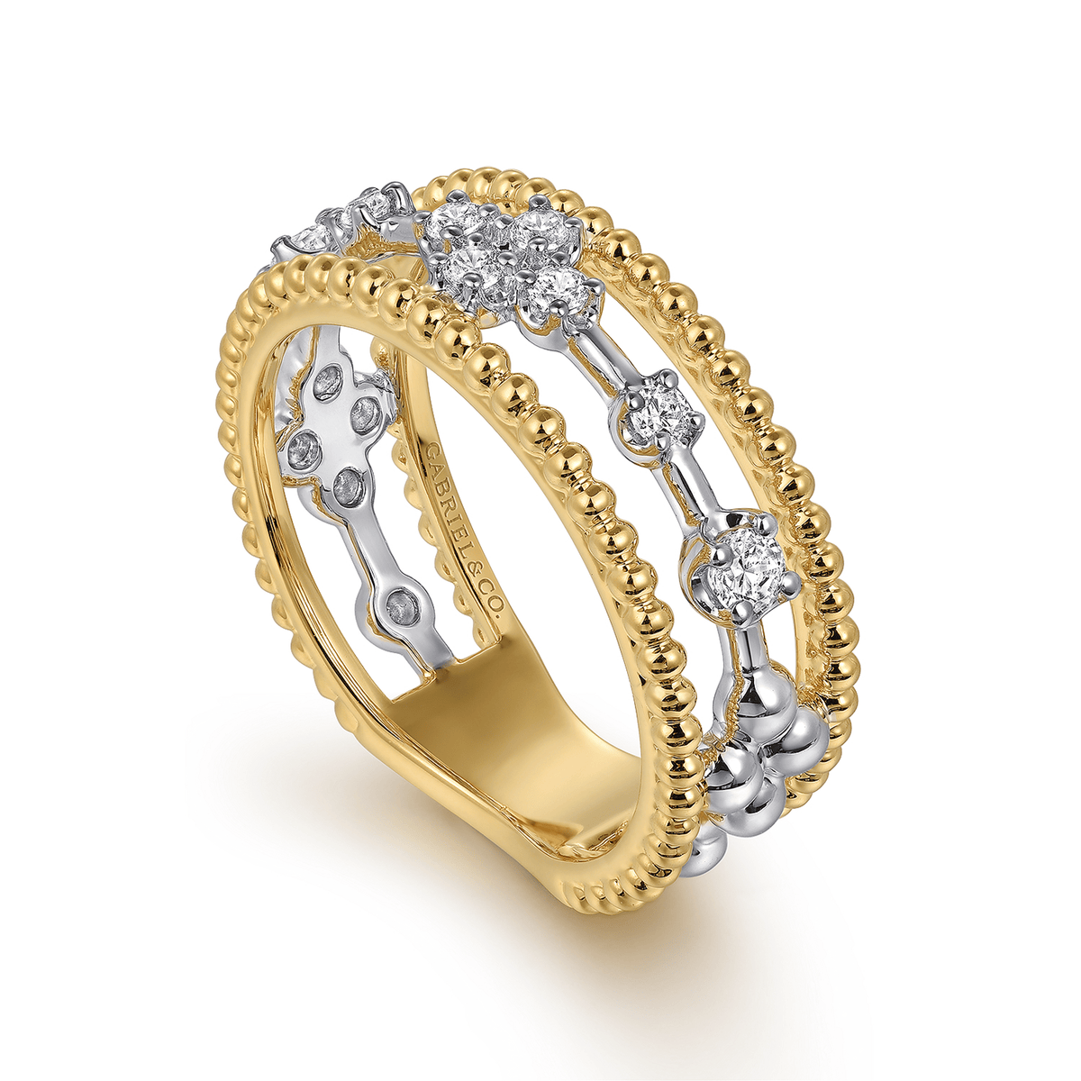 14K White & Yellow Gold Diamond Easy Stackable Ring