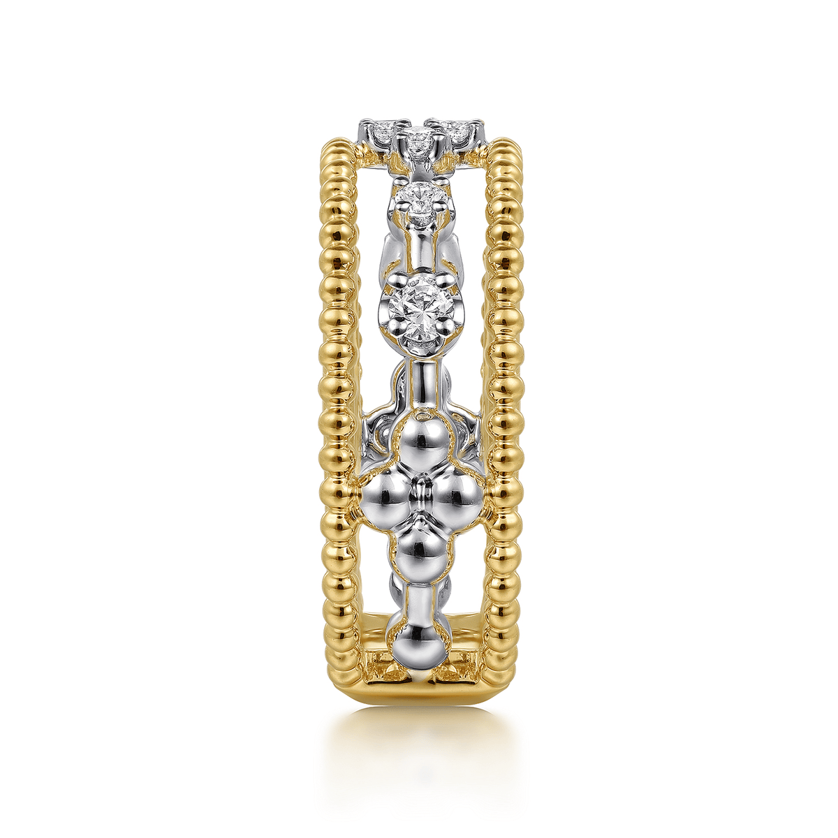 14K White & Yellow Gold Diamond Easy Stackable Ring
