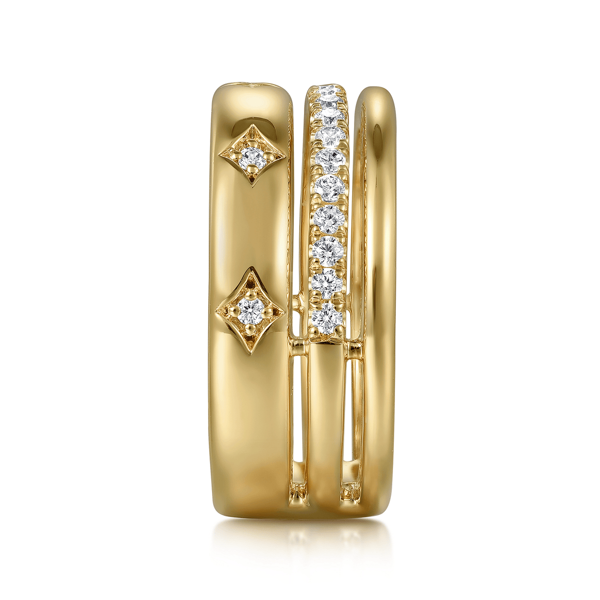 14K Yellow Gold Diamond Easy Stackable Ring
