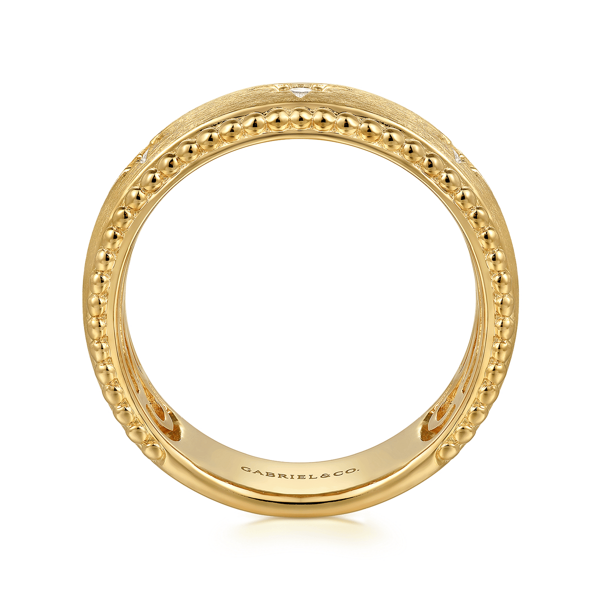 14K Yellow Gold and Diamond Wide Bujukan Ladies Ring