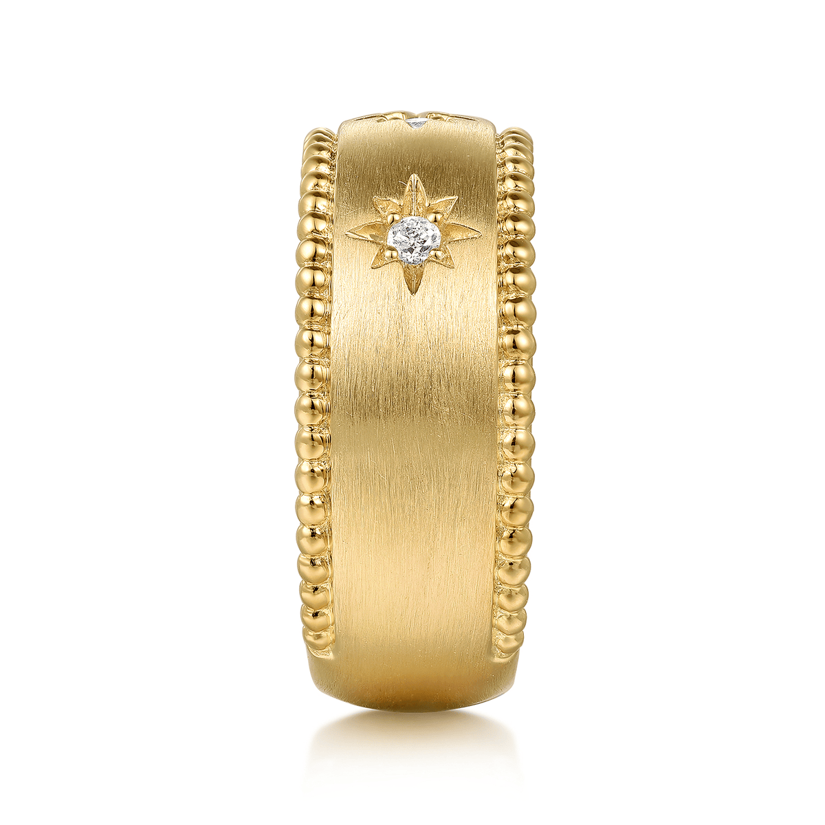 14K Yellow Gold and Diamond Wide Bujukan Ladies Ring