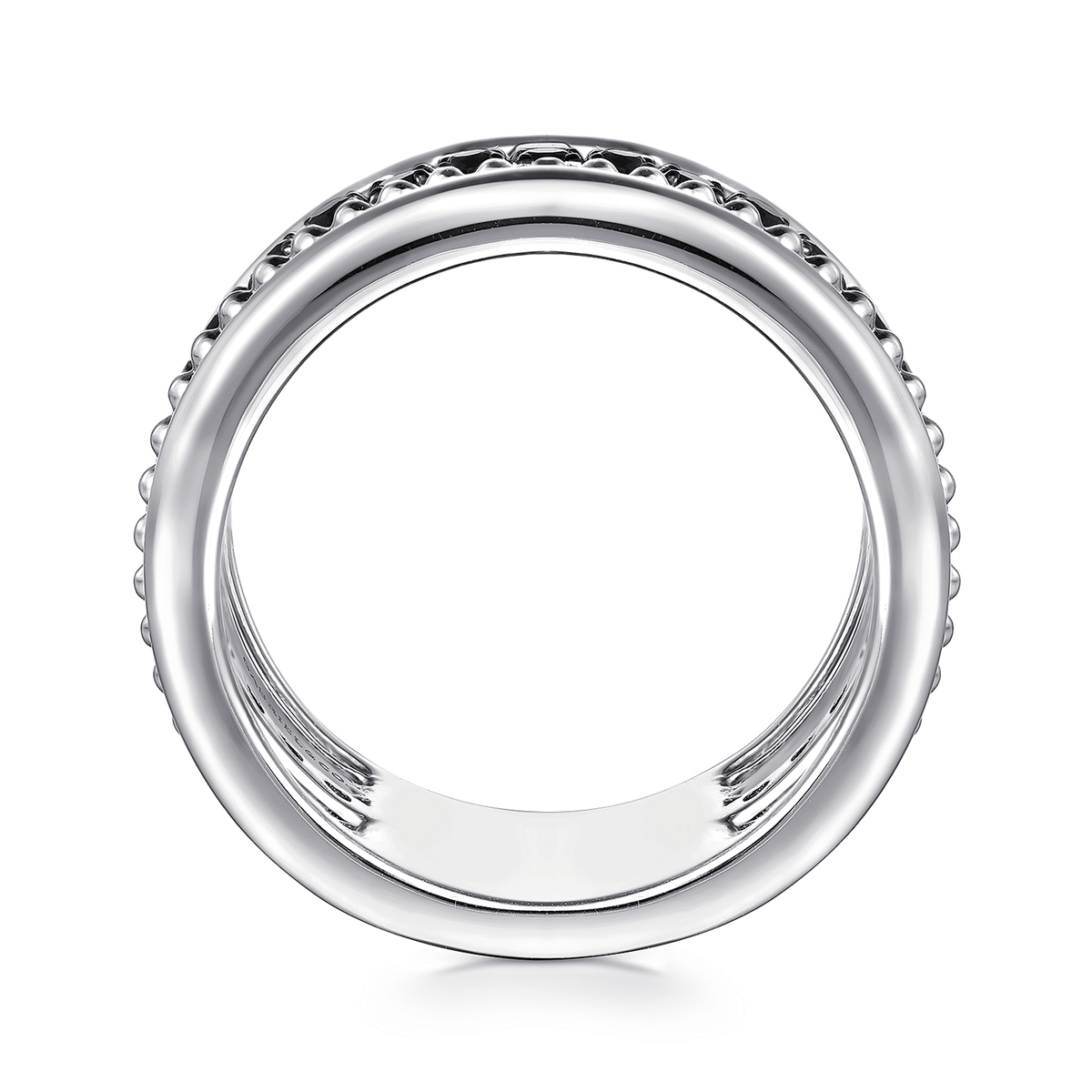 925 Sterling Silver Bujukan Black Spinel and Pyramid Multi Row Easy Stackable Ladies Ring