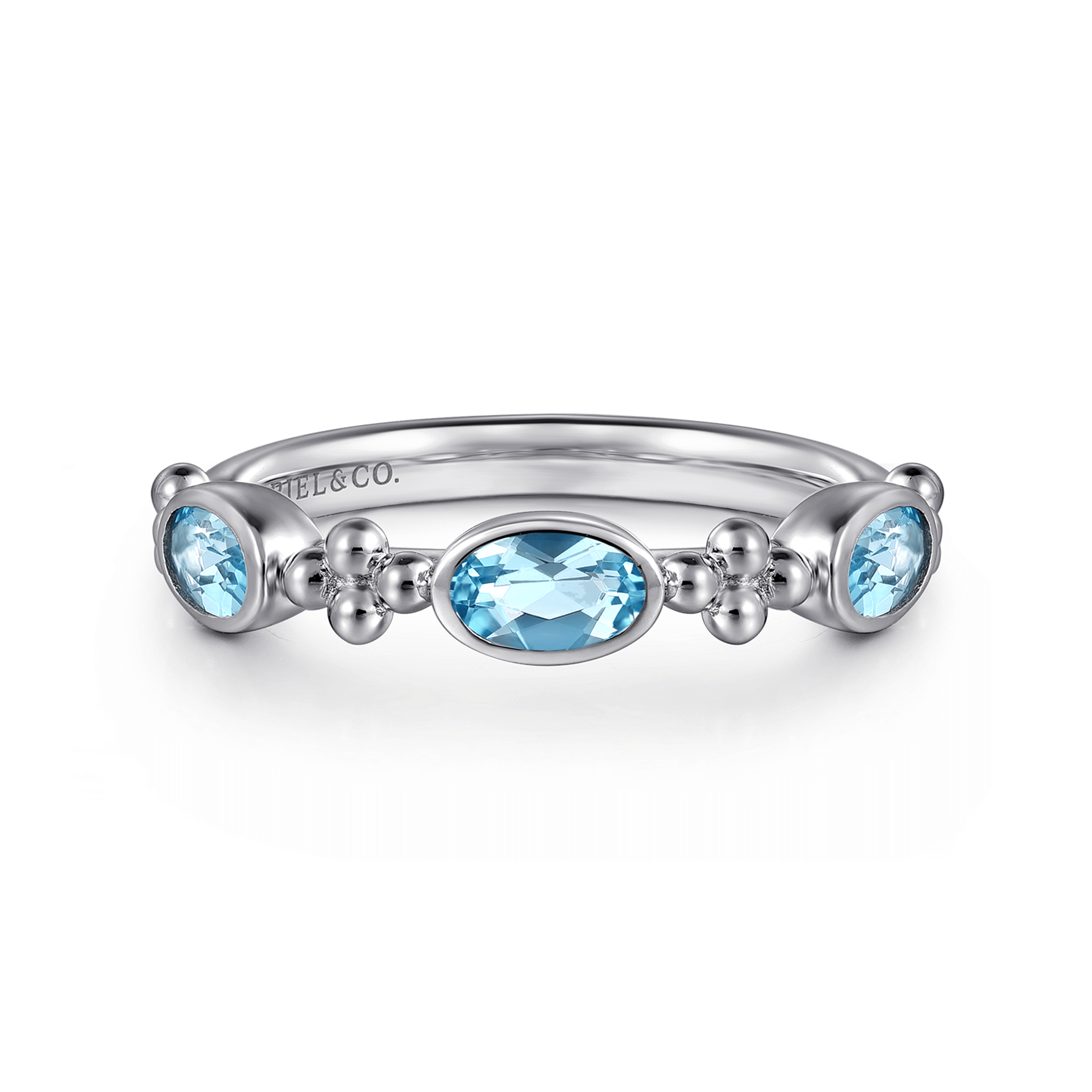 925 Sterling Silver Blue Topaz Fashion Ring-Bujukan