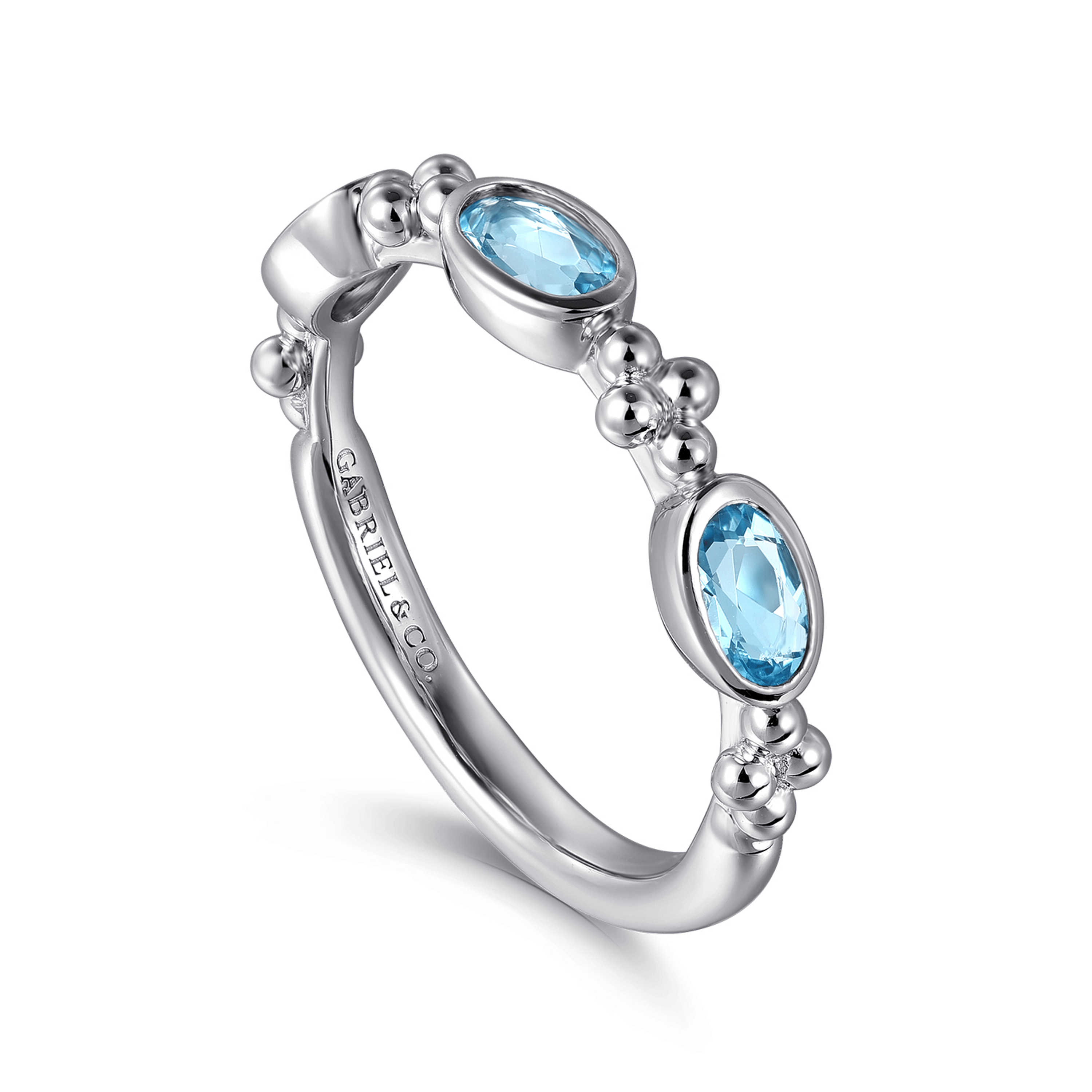 925 Sterling Silver Blue Topaz Fashion Ring-Bujukan