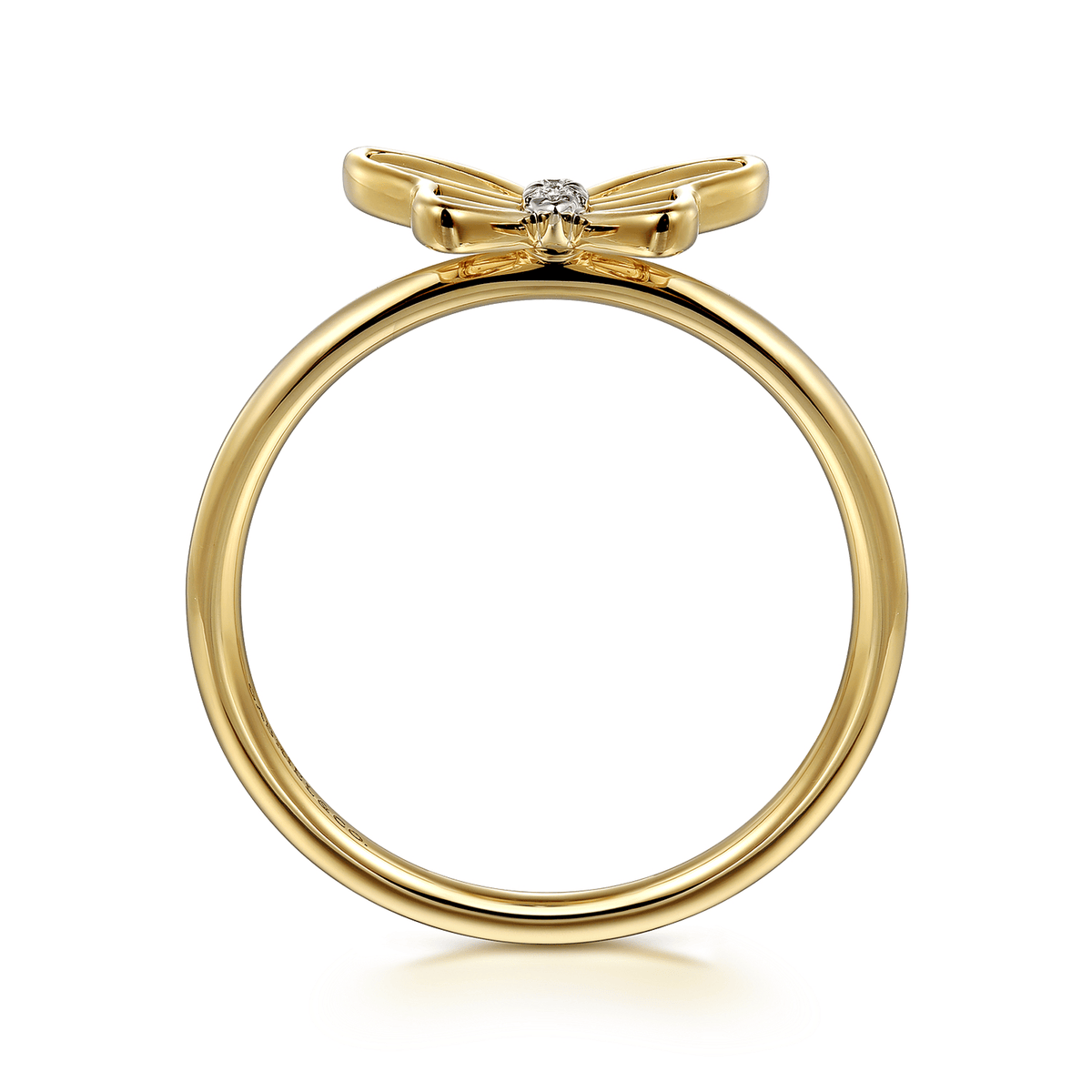 14K Yellow Gold Butterfly Diamond Ring