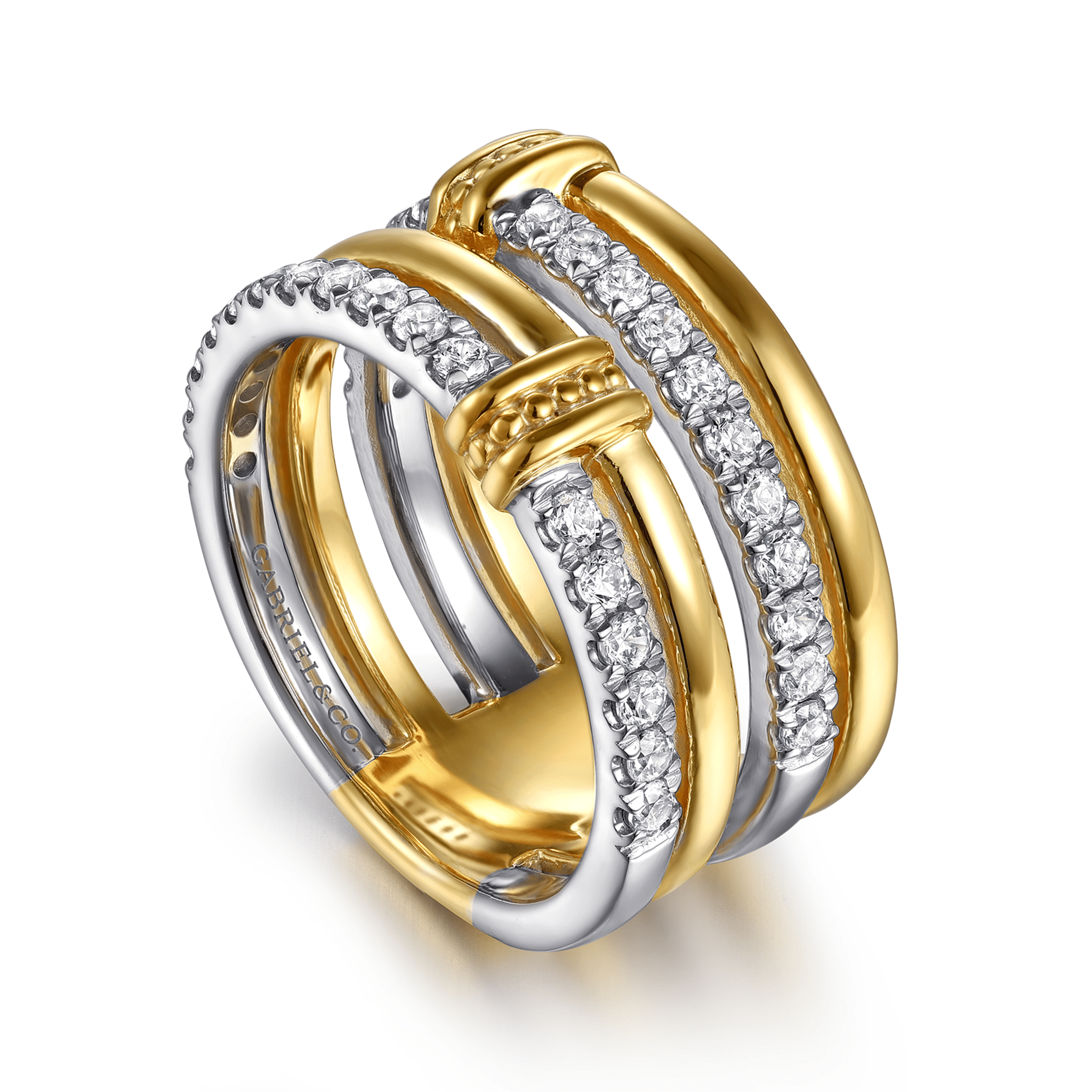 14K White Yellow Gold Diamond Easy Stackable Ring