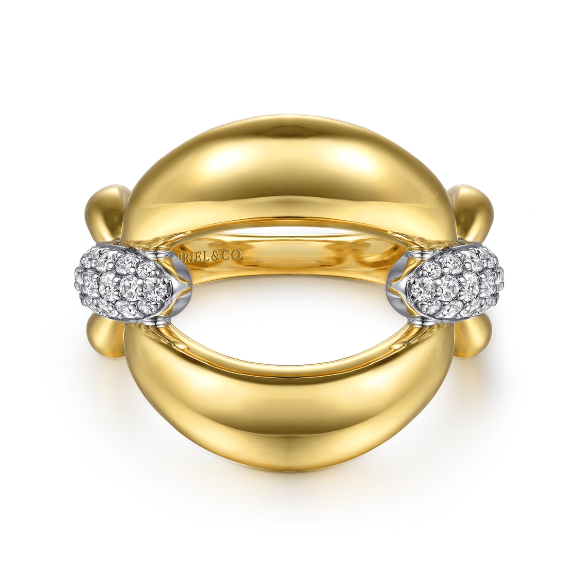 14K White Yellow Gold Diamond Link Chain Ring