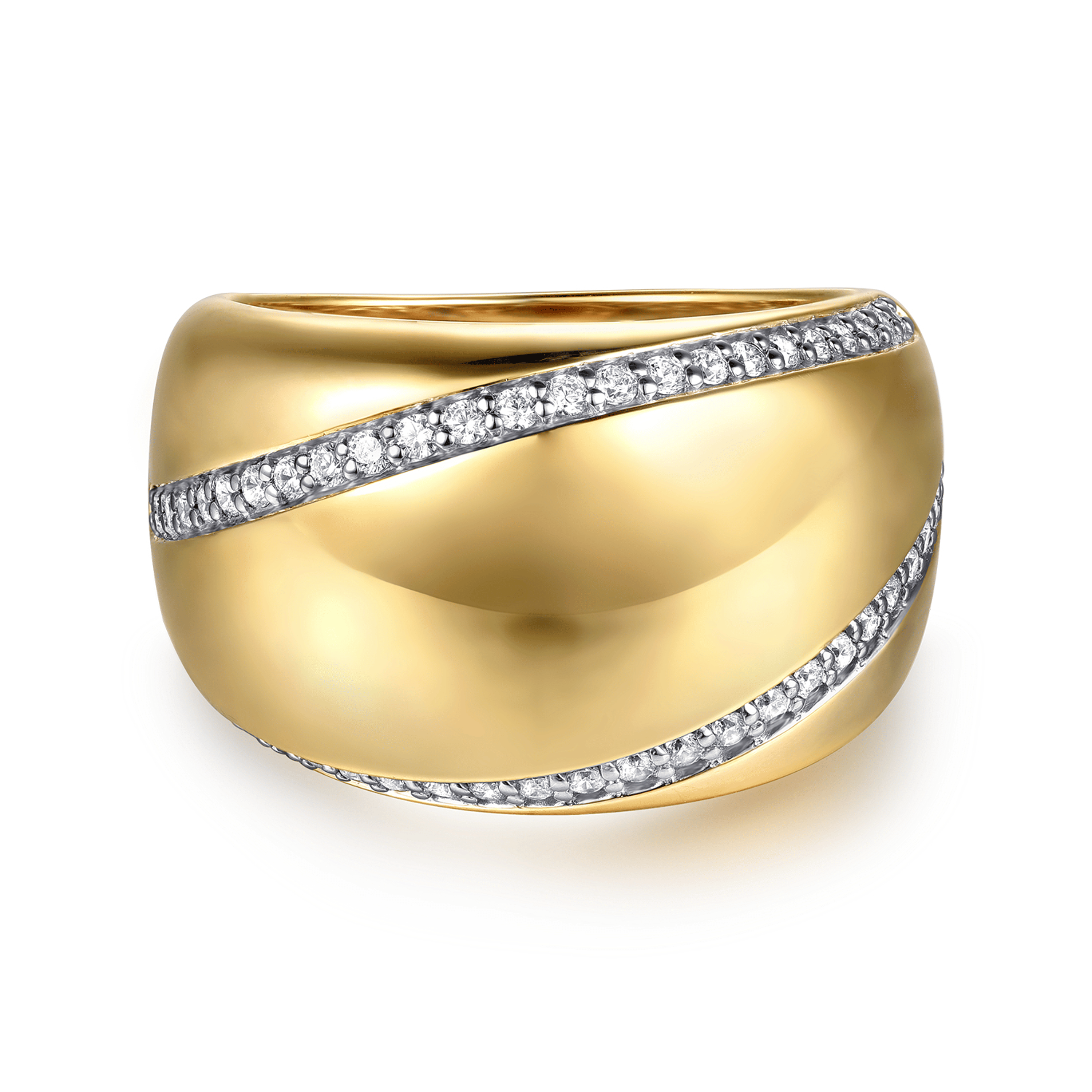 14K Yellow Gold Diamond Wide Band Ring