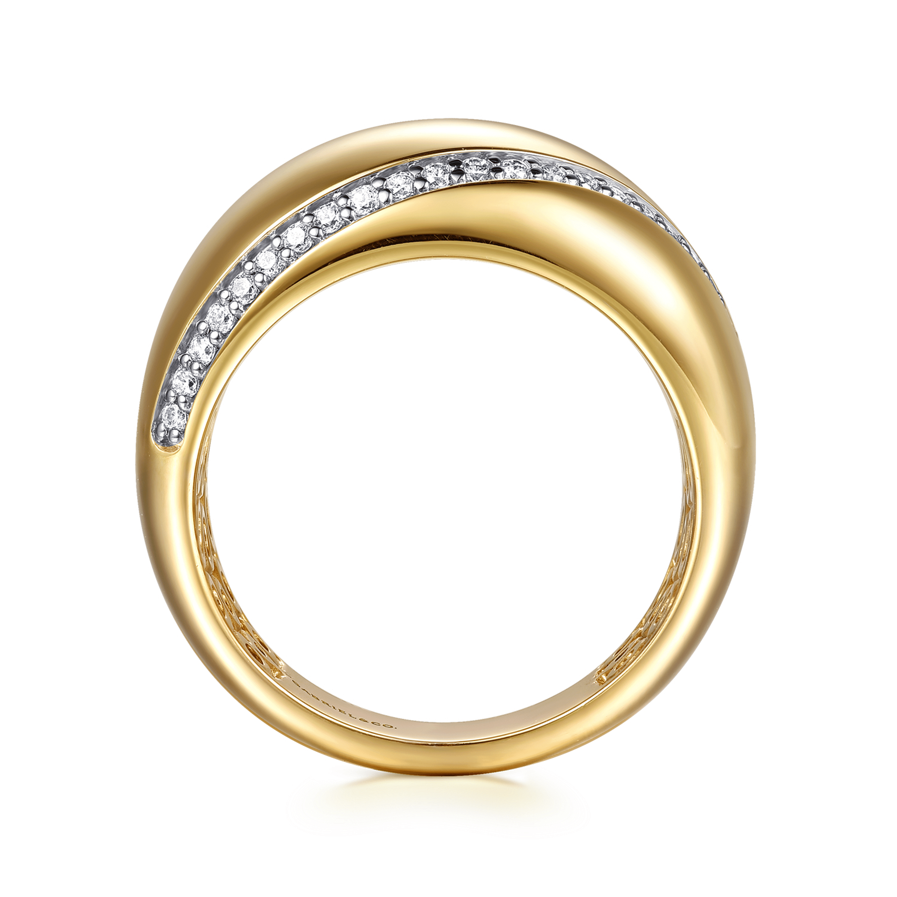 14K Yellow Gold Diamond Wide Band Ring