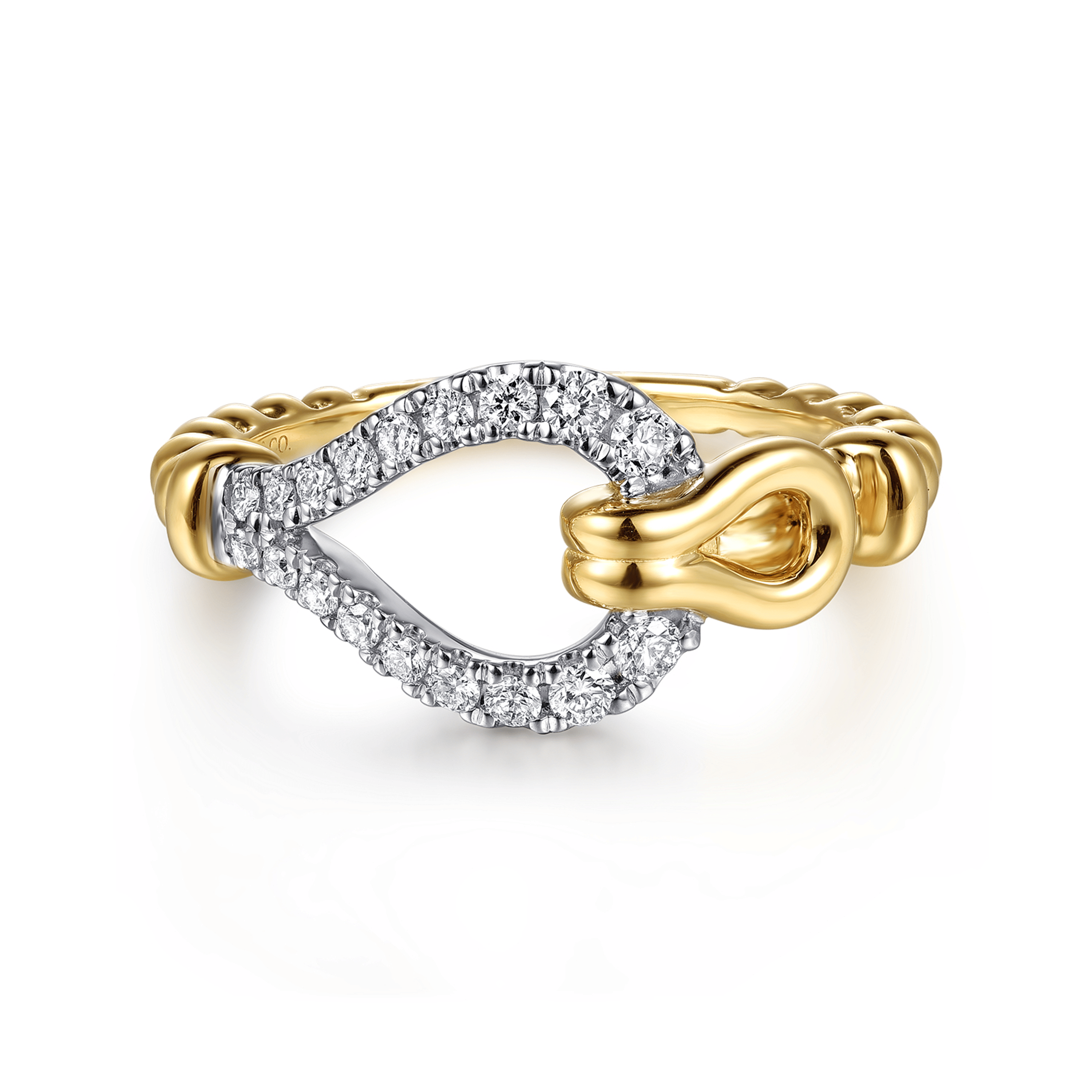 Strides - 14K White Yellow Gold Bujukan Graduating Diamond Stirrup Fashion Ring