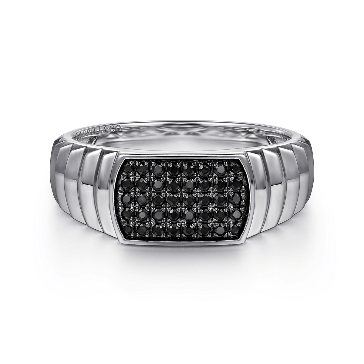 Sterling Silver Men’s Faceted Black Spinel Ring