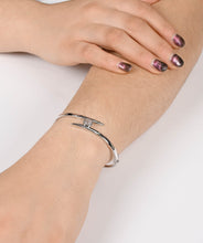 Sterling Silver and 6mm Moonstone Bypass Bangle Bracelet