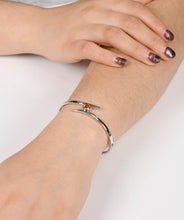 Sterling Silver and 6mm Citrine Bypass Bangle Bracelet