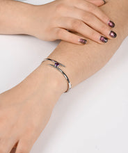 Sterling Silver and 6mm Amethyst Bypass Bangle Bracelet