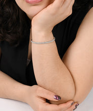 14K White Gold Diamond Flexible Bangle Bracelet 3.00cttw