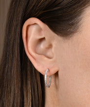 14K White Gold Inside Out Diamond Hoop Earrings 0.75cttw