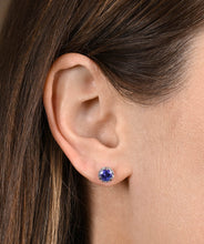 14K White Gold 2ct Tanzanite Diamond Halo Studs