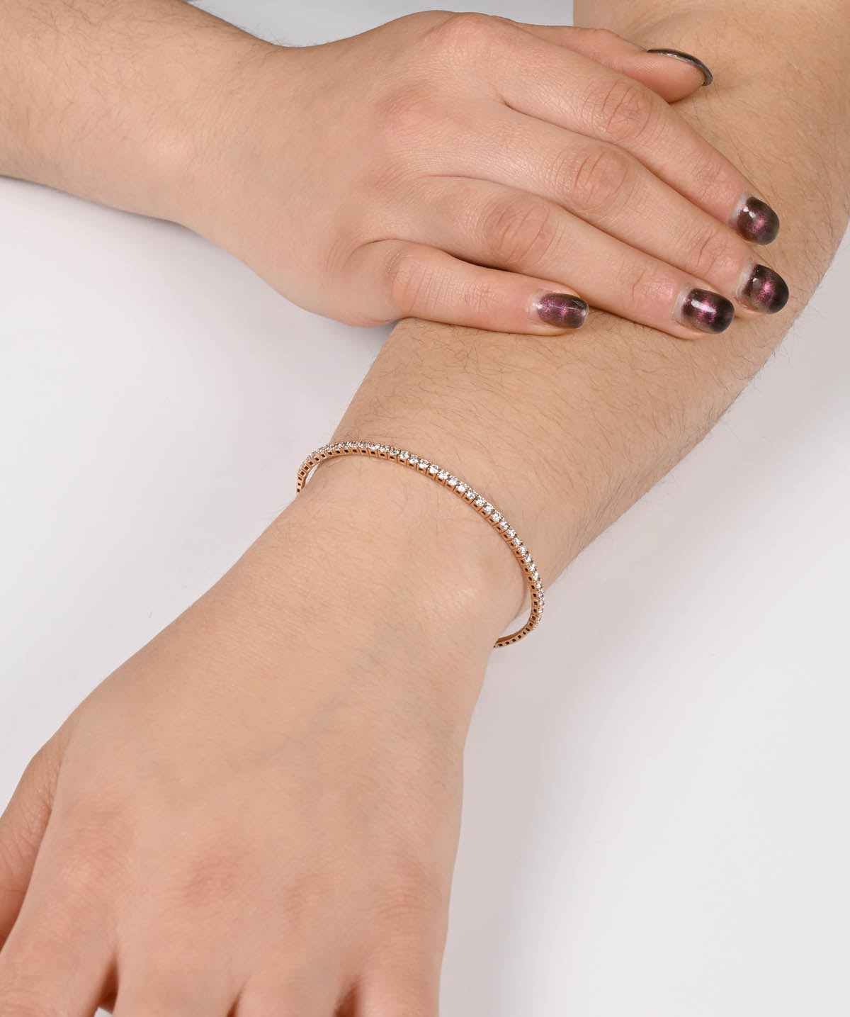 14K Rose Gold Diamond Flexible Bangle Bracelet 1.45cttw