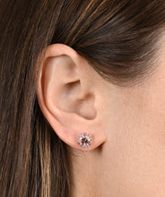14K Rose and Yellow Gold 2ct Morganite Diamond Halo Studs