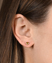 14K White Gold 5mm Citrine Three Prong Friction Back Stud Earrings