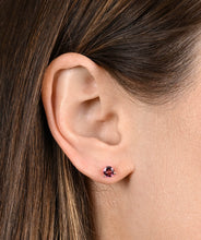 14K Yellow Gold 5mm Pink Tourmaline Three Prong Friction Back Stud Earrings