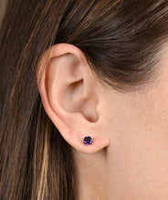 Sterling Silver 5mm Amethyst Three Prong Friction Back Stud Earrings