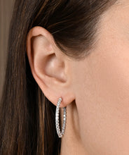 14K White Gold Inside Out Diamond Hoop Earrings 1.95cttw