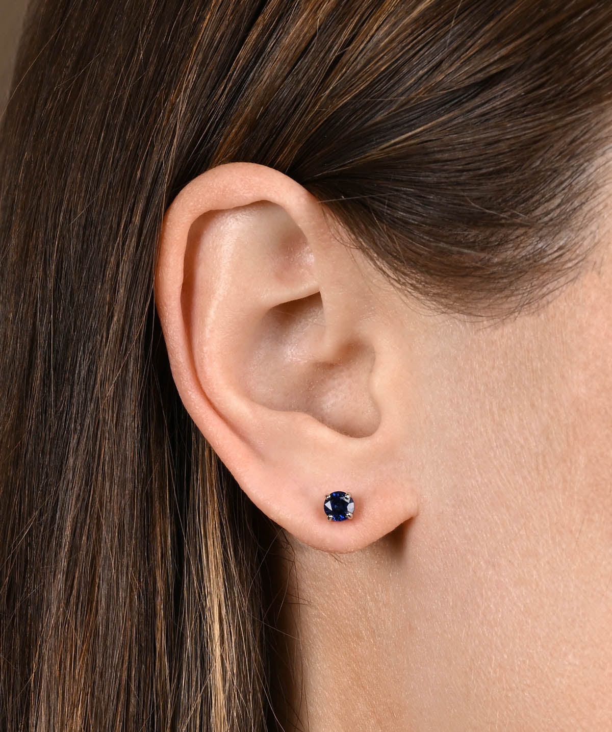 14K White Gold 1ct Ceylon Sapphire Stud Earrings