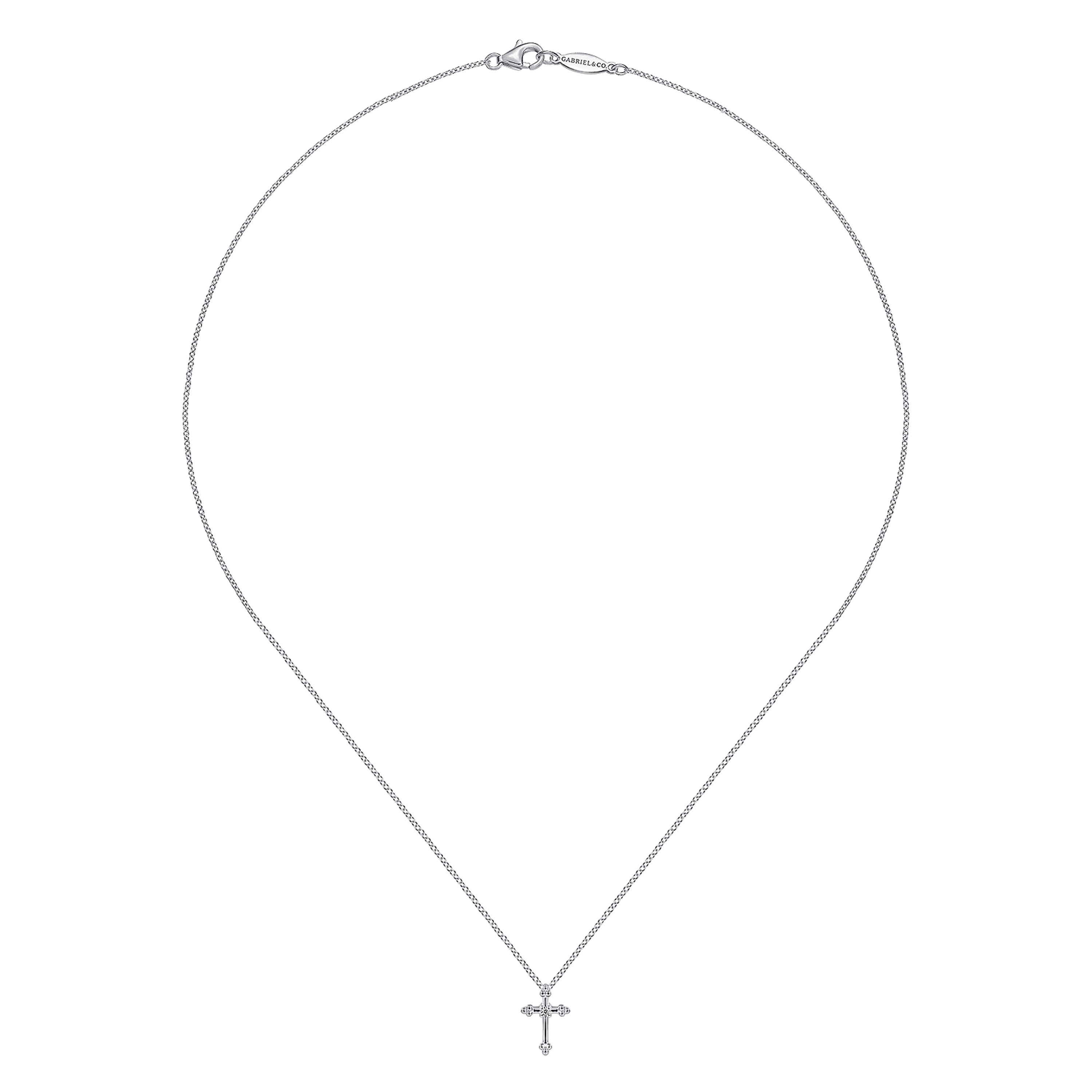 925 Sterling Silver Diamond Cross Pendant Necklace
