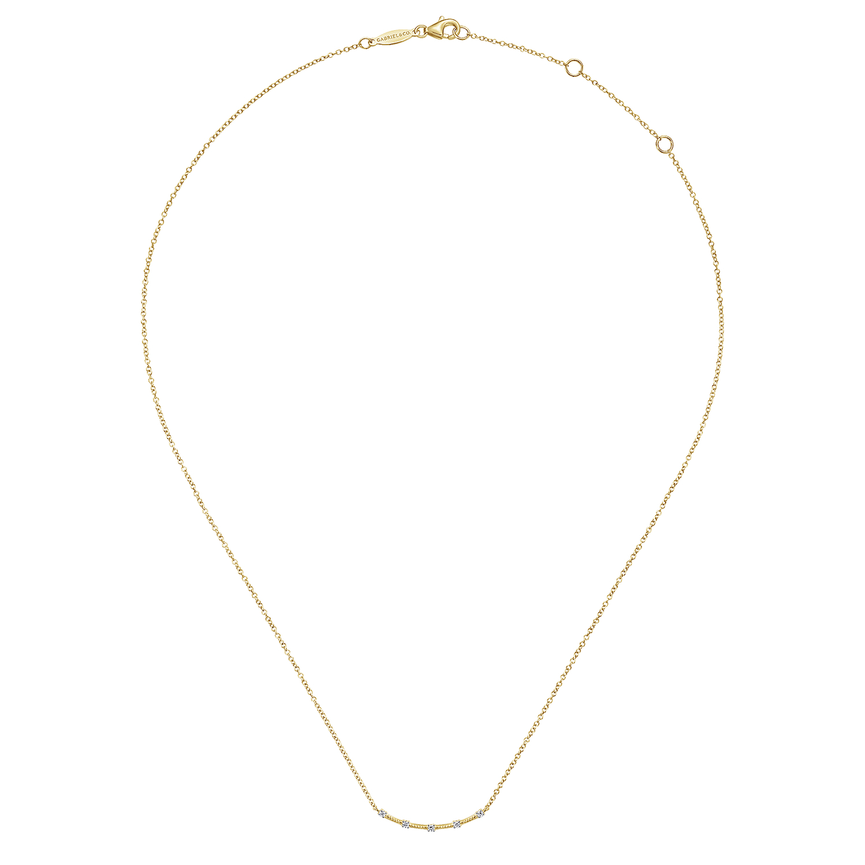 14K Yellow Gold Diamond Stations Bar Necklace