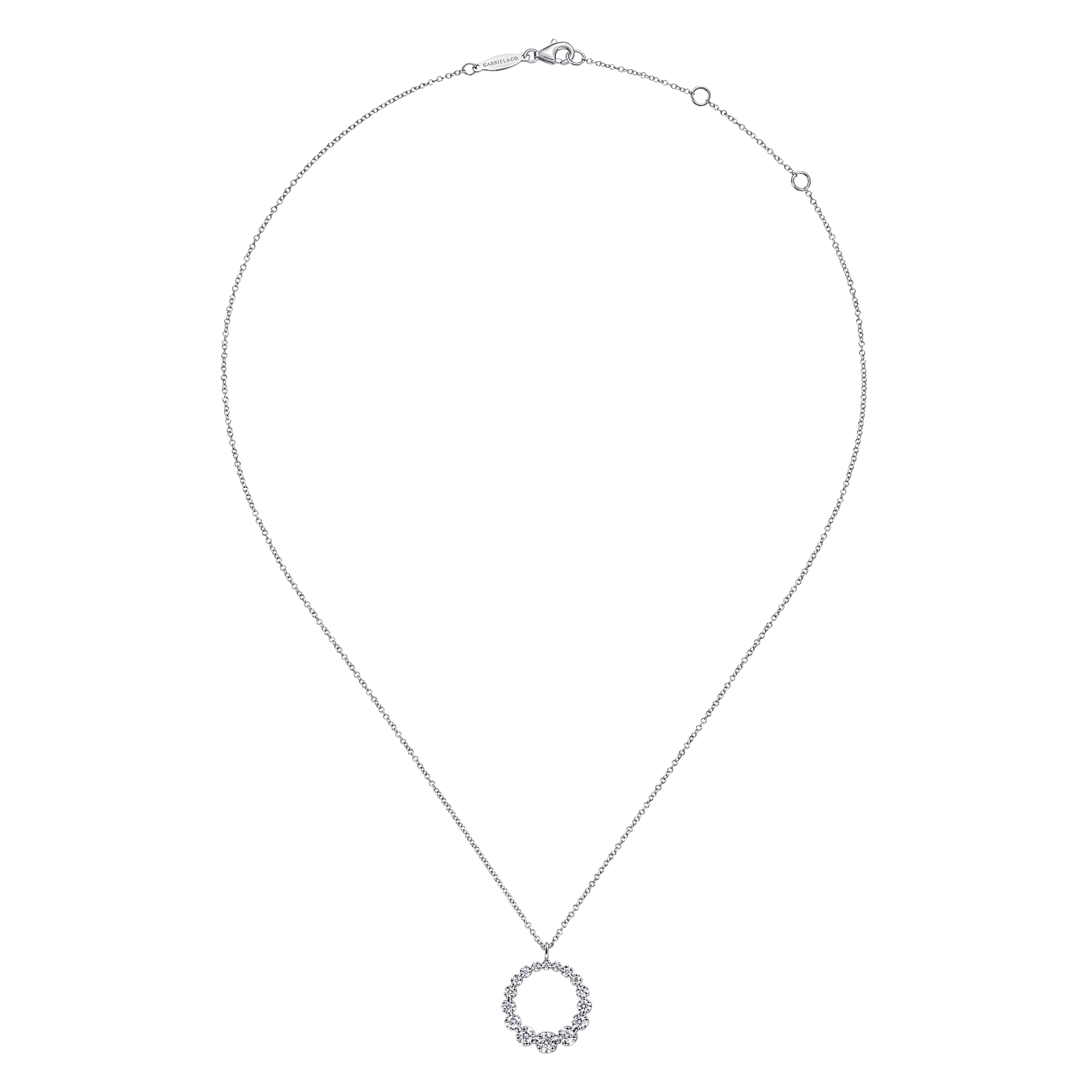 14K White Gold Diamond Pendant Necklace